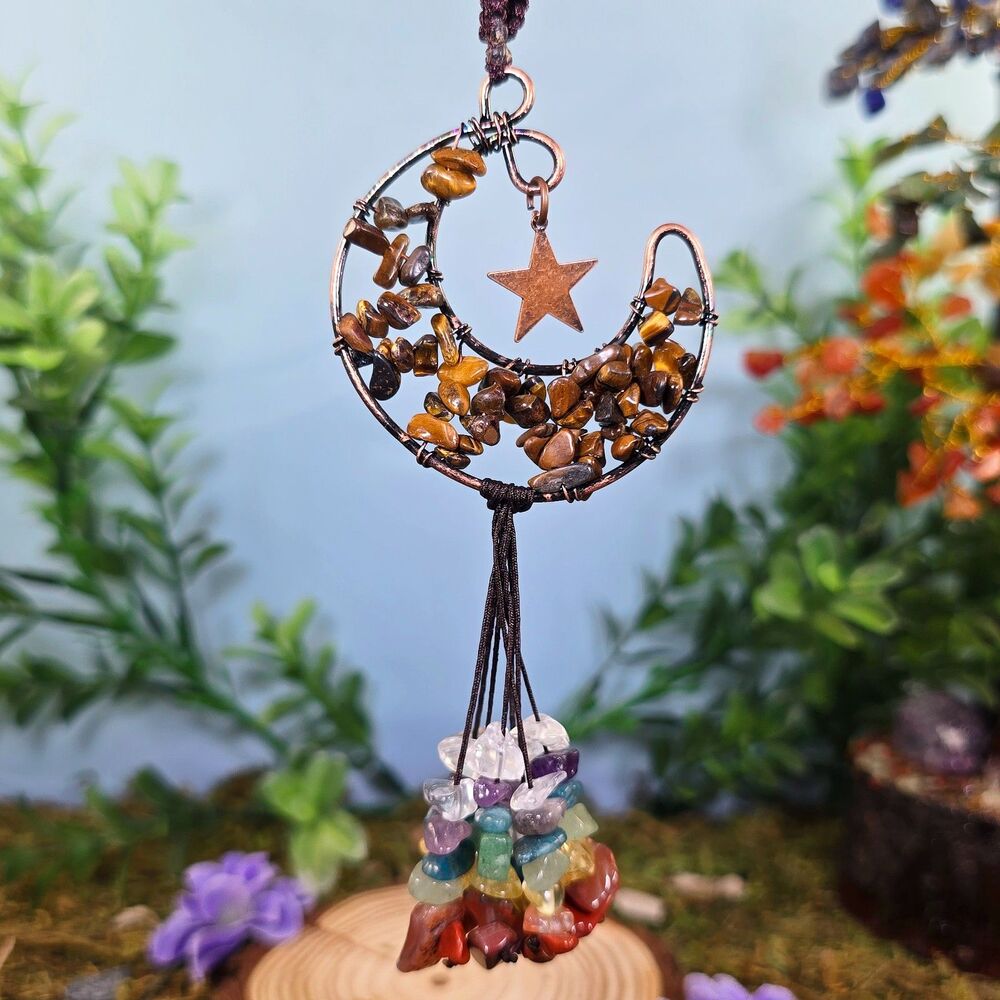 Handmade Tiger's Eye Crystal Moon Décor #7